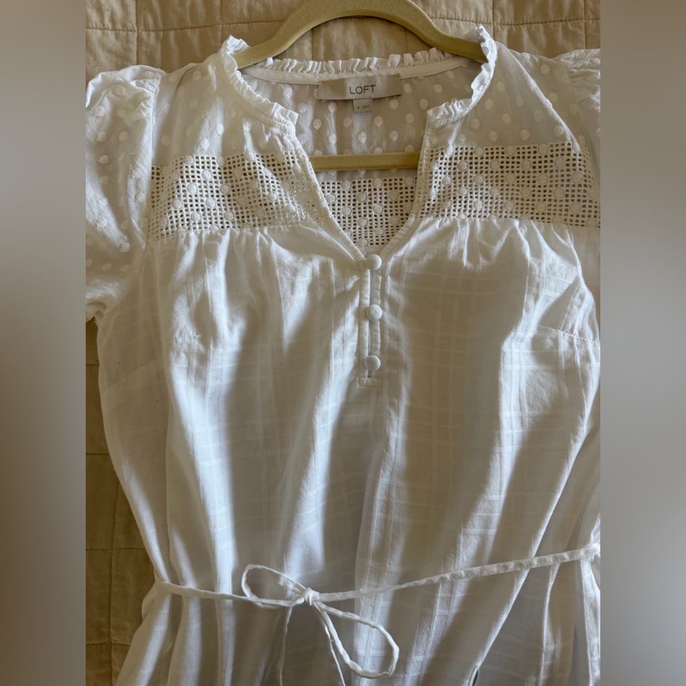 Loft White Boho Eyelet Cotton Dress - Picture 5 of 7